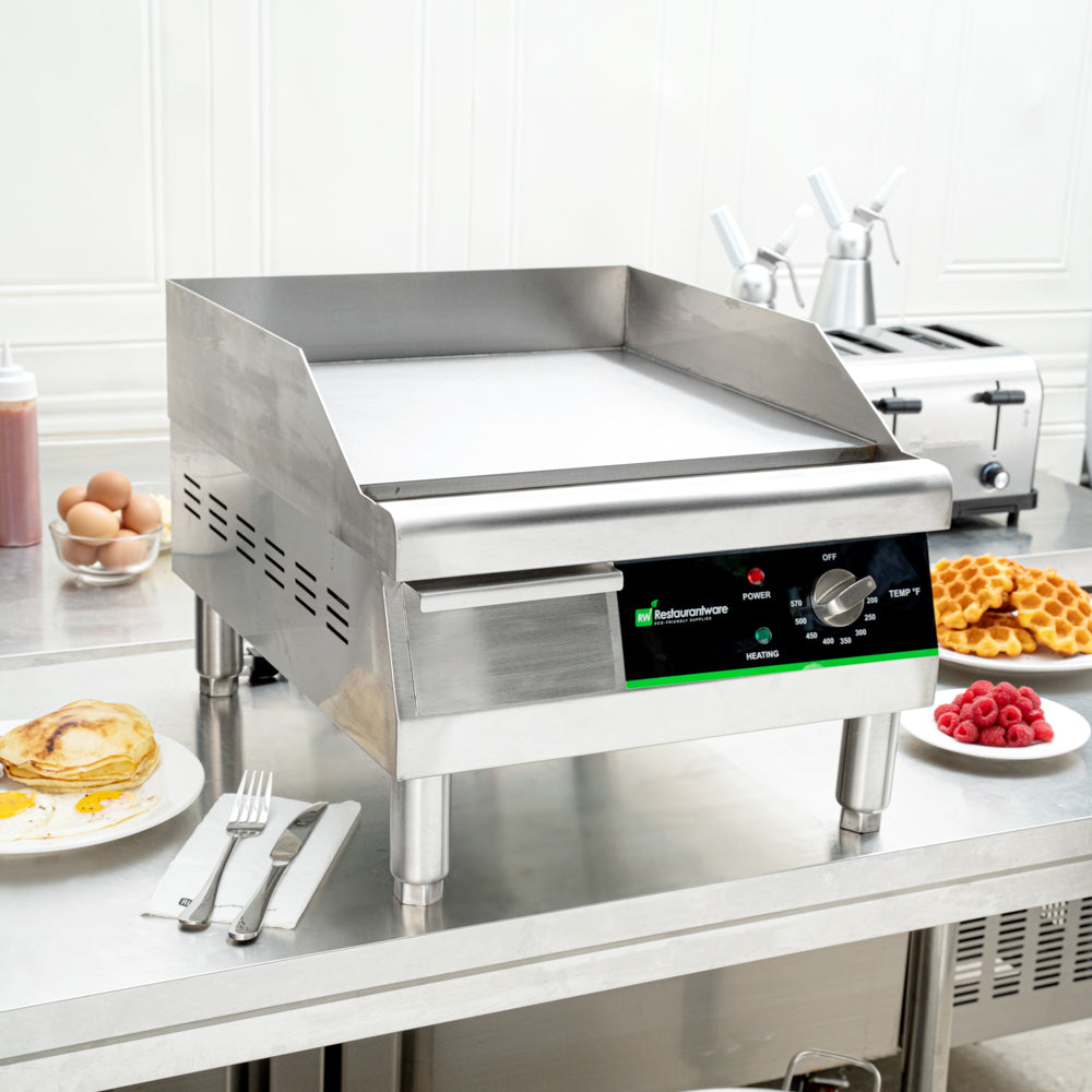 Hi Tek Stainless Steel Electric Countertop Griddle - 120V, 1750W - 16" - 1 count box