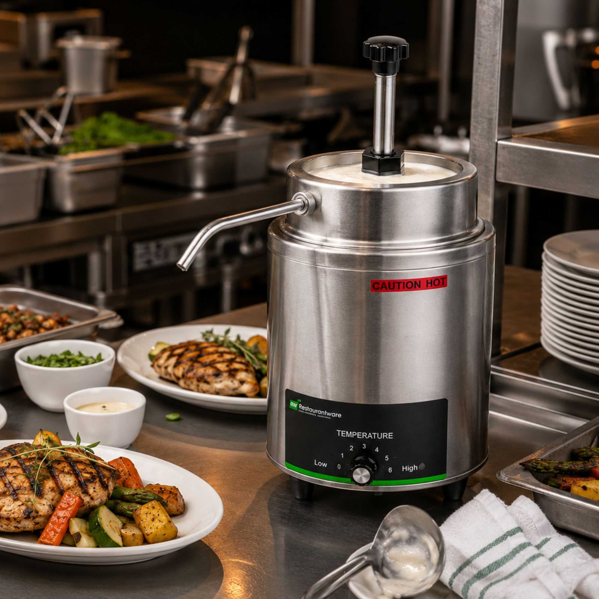 Hi Tek 3.5 qt Stainless Steel Warmer - with Spout, Pump - 1 count box
