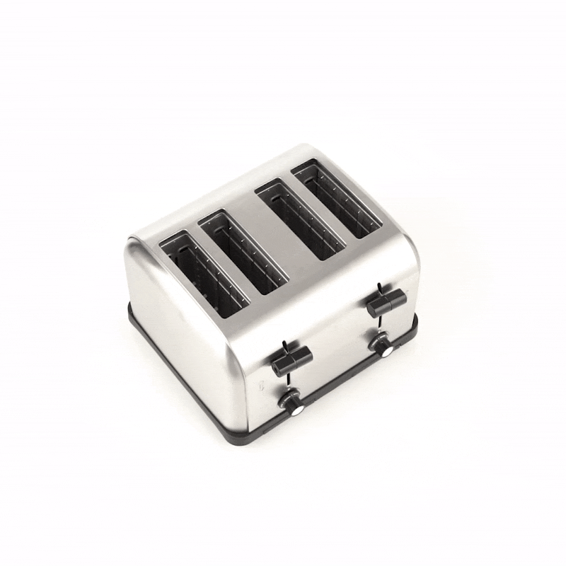 Hi Tek Stainless Steel Commercial Toaster - 4-Slice, 1 1/2" Slots, 120V - 1 count box