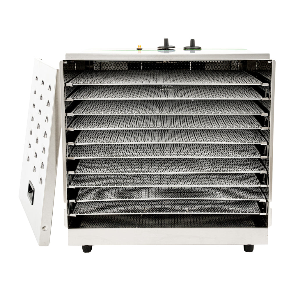 Hi Tek Stainless Steel 10-Tray Food Dehydrator - Removable Door, 120V, 1000W - 1 count box
