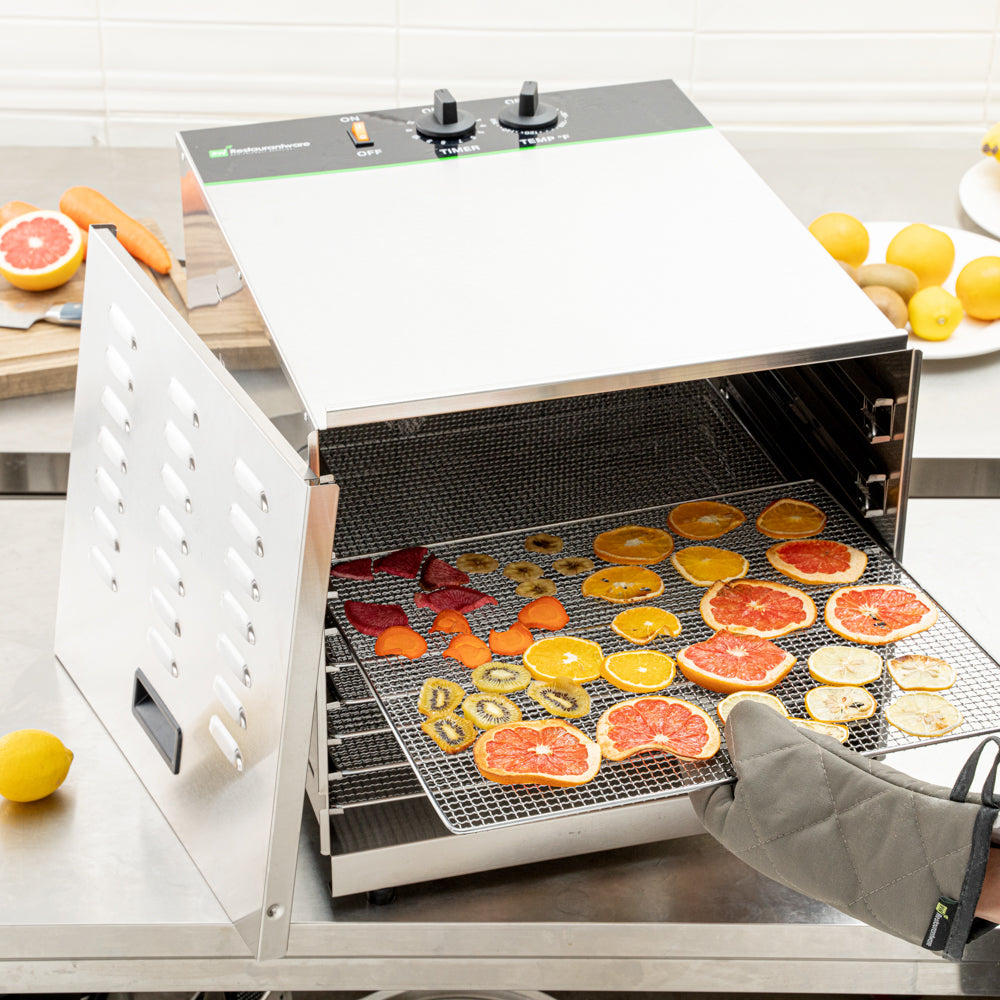 Hi Tek Stainless Steel 10-Tray Food Dehydrator - Removable Door, 120V, 1000W - 1 count box