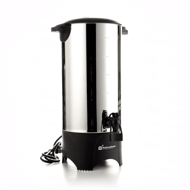 Restpresso 230 oz Silver 13/0 Stainless Steel Coffee Urn - 1000W, 46 Cup - 7 1/2" x 7 1/2" x 18" - 1 count box