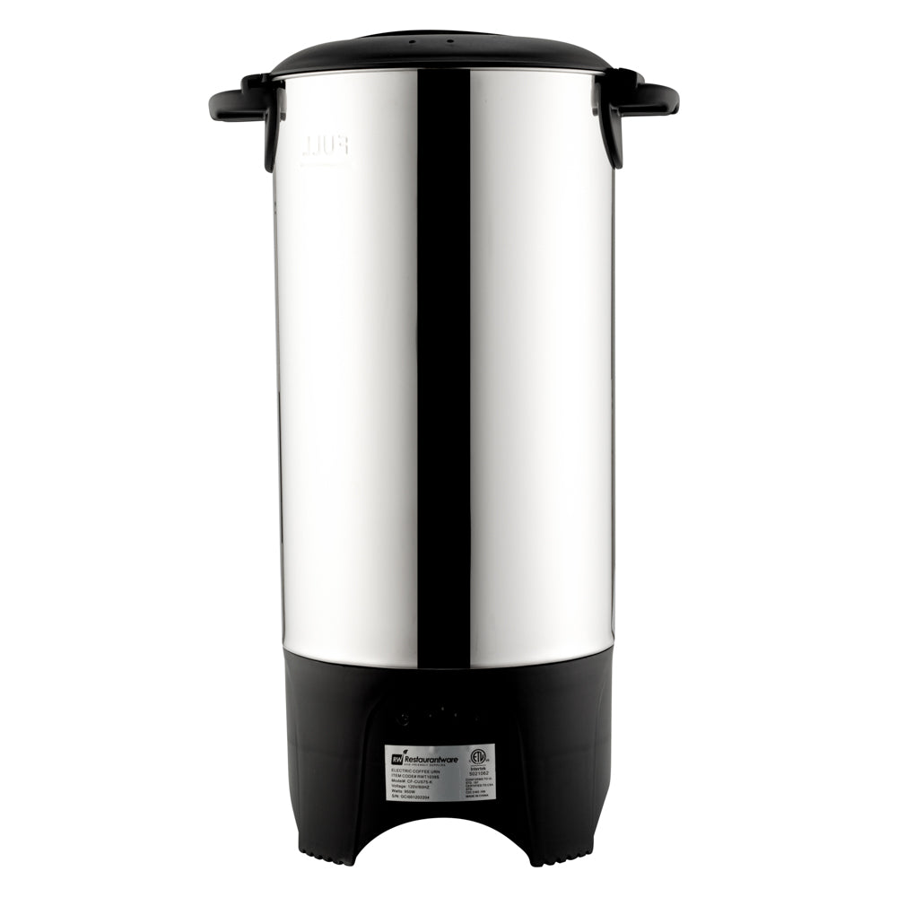 Restpresso 230 oz Silver 13/0 Stainless Steel Coffee Urn - 1000W, 46 Cup - 7 1/2" x 7 1/2" x 18" - 1 count box
