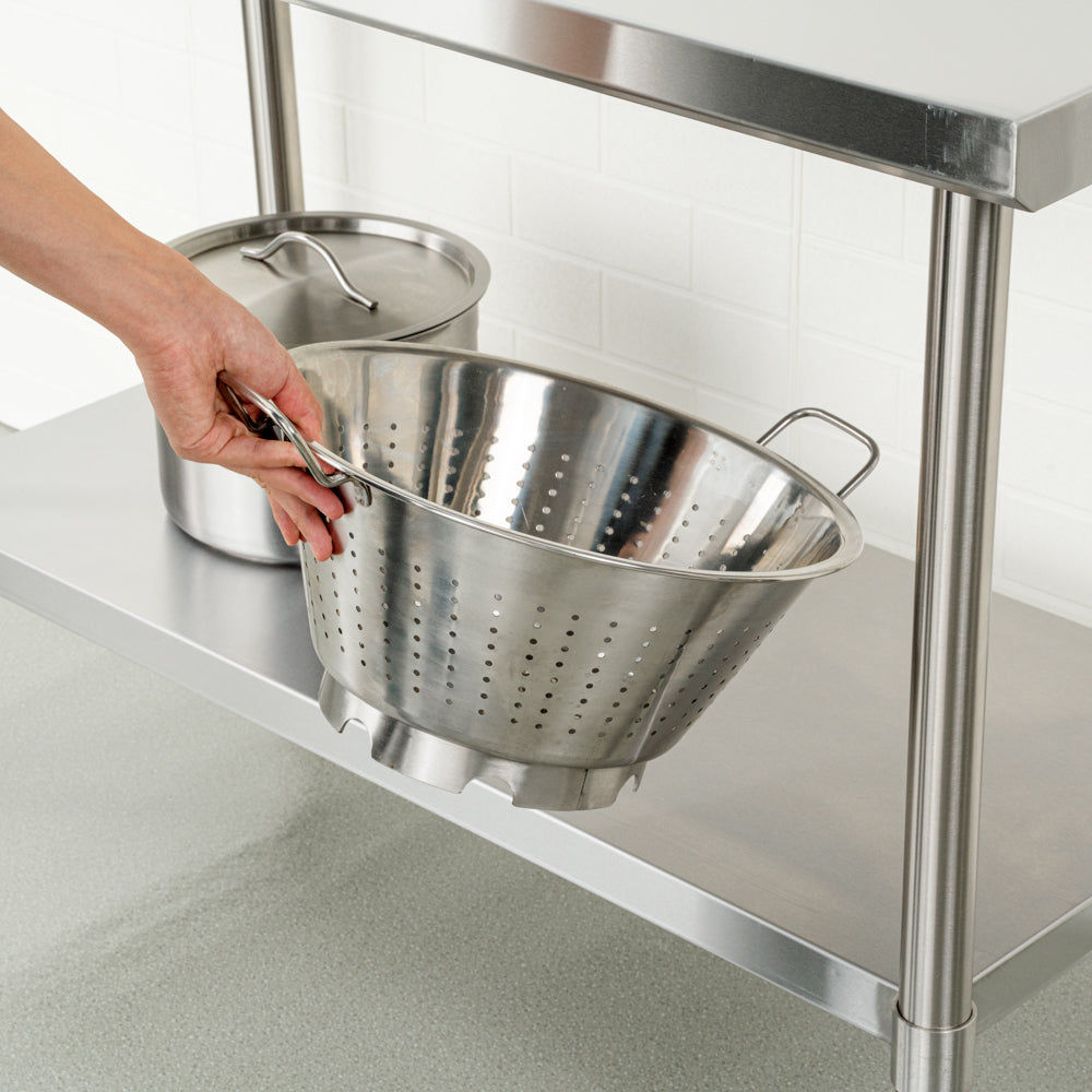 Kitchen Tek 16-Gauge 304 Stainless Steel Commercial Work Table - Medium Duty, Galvanized Legs, Undershelf - 24" x 48" - 1 count box