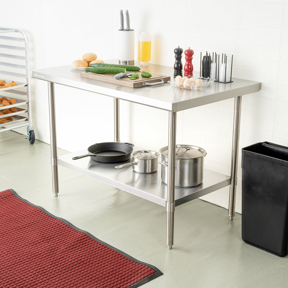 Kitchen Tek 16-Gauge 304 Stainless Steel Commercial Work Table - Medium Duty, Galvanized Legs, Undershelf - 30" x 48" - 1 count box