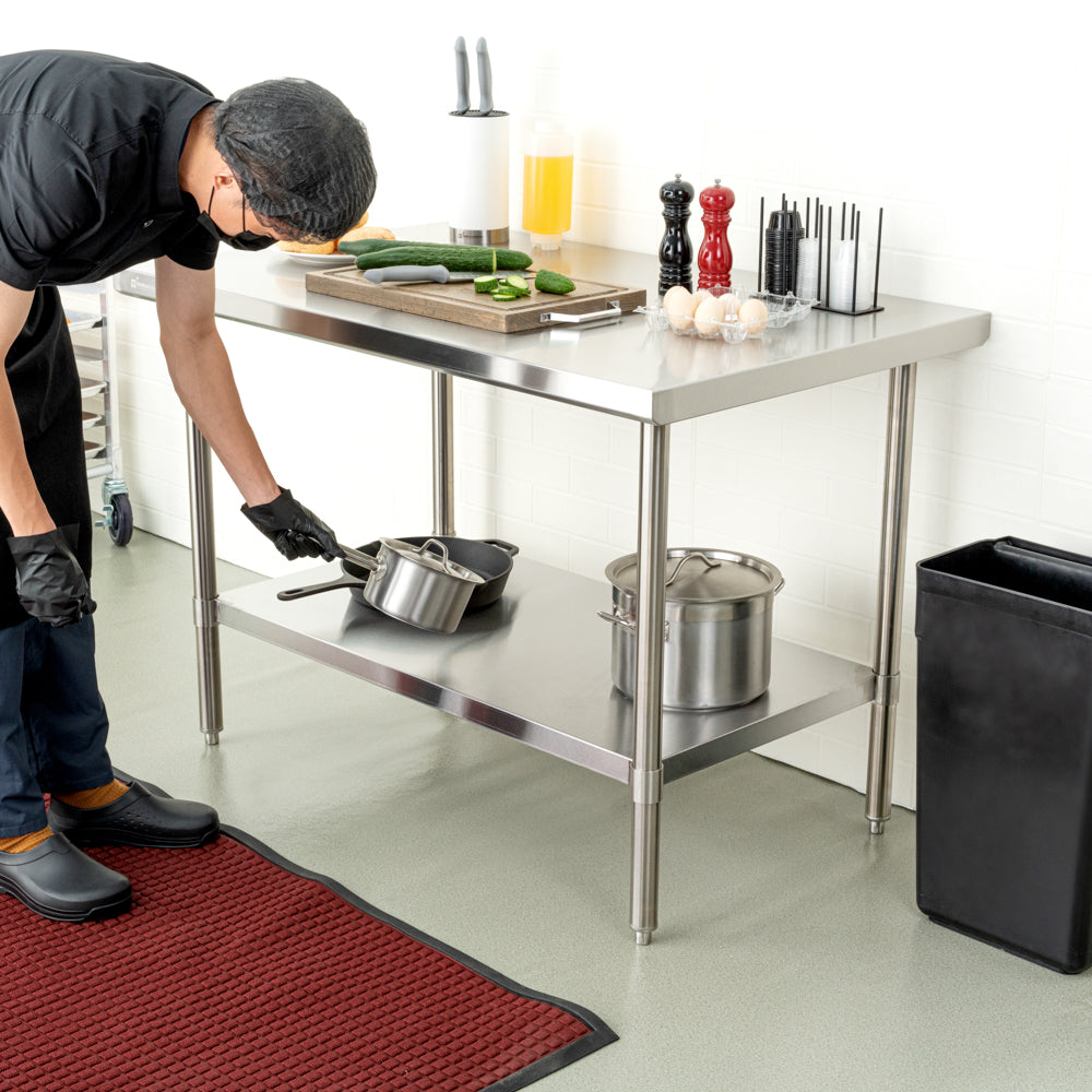Kitchen Tek 16-Gauge 304 Stainless Steel Commercial Work Table - Medium Duty, Galvanized Legs, Undershelf - 30" x 48" - 1 count box