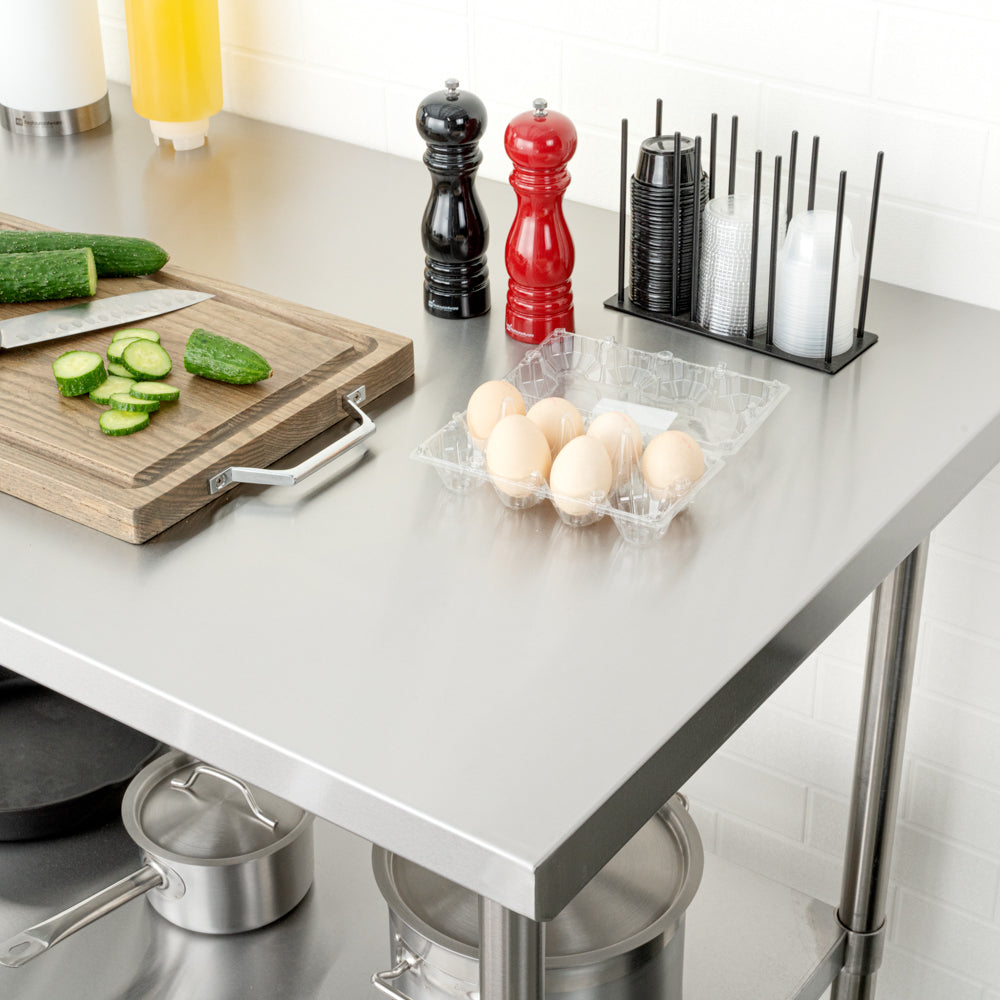 Kitchen Tek 16-Gauge 304 Stainless Steel Commercial Work Table - Medium Duty, Galvanized Legs, Undershelf - 30" x 48" - 1 count box