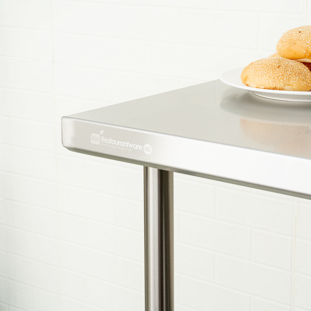 Kitchen Tek 16-Gauge 304 Stainless Steel Commercial Work Table - Medium Duty, Galvanized Legs, Undershelf - 30" x 48" - 1 count box