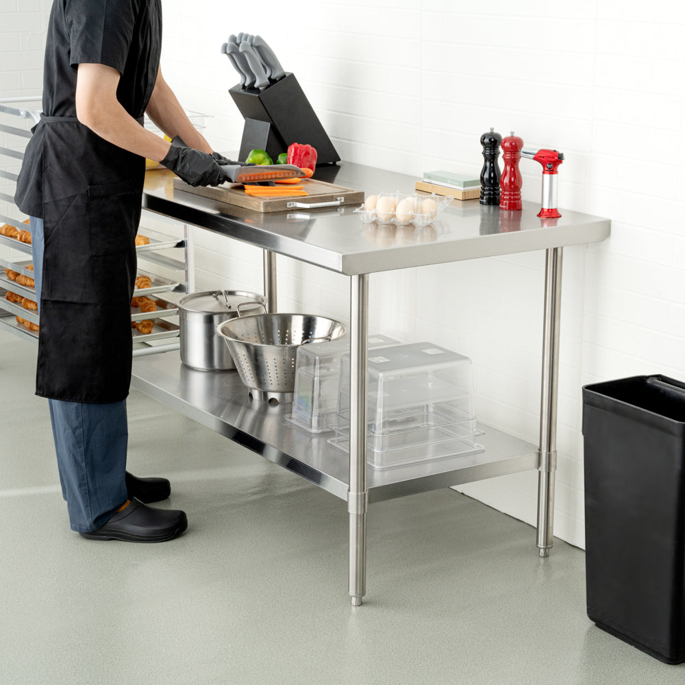 Kitchen Tek 16-Gauge 304 Stainless Steel Commercial Work Table - Medium Duty, Galvanized Legs, Undershelf - 30" x 60" - 1 count box