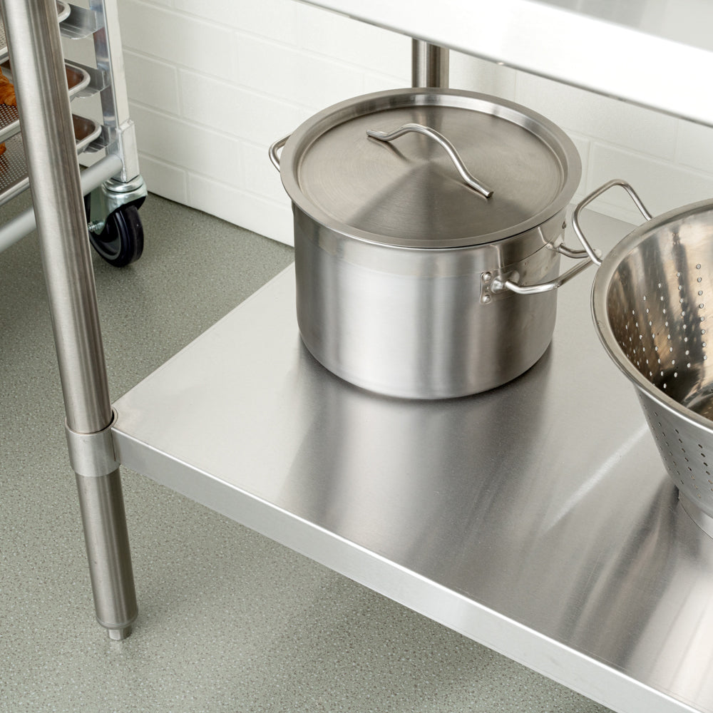 Kitchen Tek 16-Gauge 304 Stainless Steel Commercial Work Table - Medium Duty, Galvanized Legs, Undershelf - 30" x 60" - 1 count box