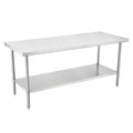 Kitchen Tek 16-Gauge 304 Stainless Steel Commercial Work Table - Medium Duty, Galvanized Legs, Undershelf - 30" x 72" - 1 count box