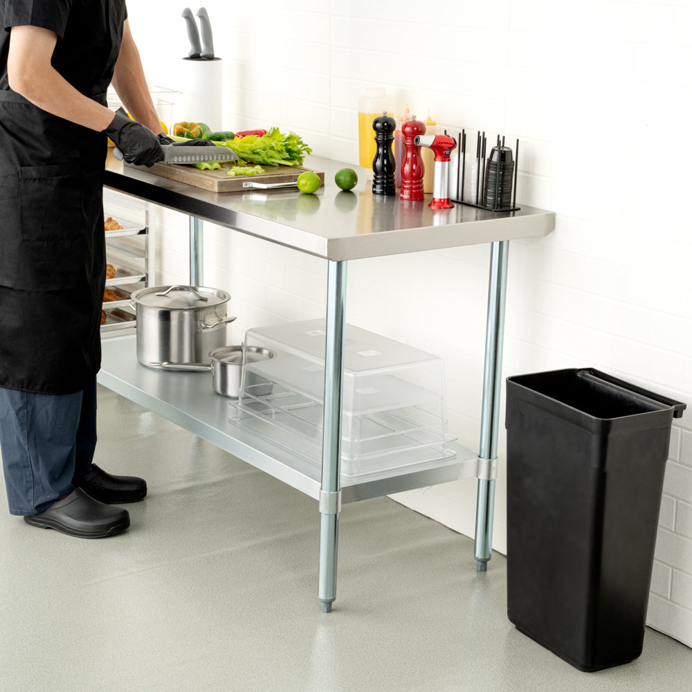 Kitchen Tek 18-Gauge 304 Stainless Steel Commercial Work Table - Heavy Duty, Galvanized Legs, Undershelf - 24" x 60" - 1 count box