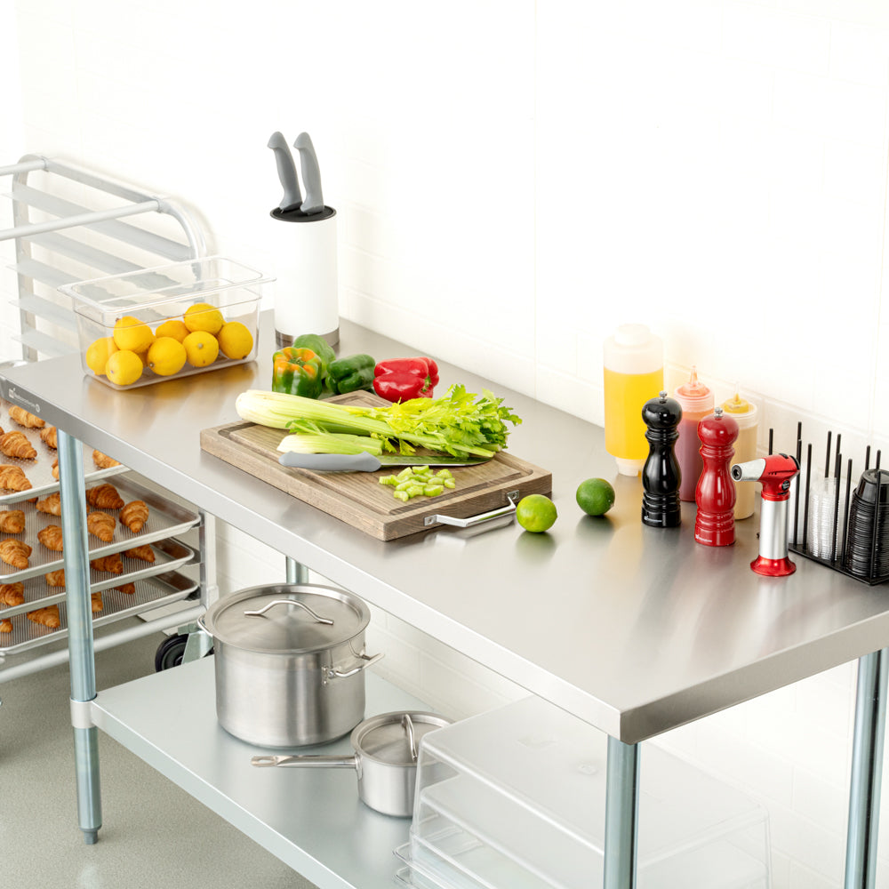 Kitchen Tek 18-Gauge 304 Stainless Steel Commercial Work Table - Heavy Duty, Galvanized Legs, Undershelf - 24" x 60" - 1 count box