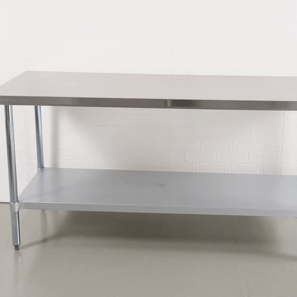 Kitchen Tek 18-Gauge 304 Stainless Steel Commercial Work Table - Heavy Duty, Galvanized Legs, Undershelf - 30" x 72" - 1 count box