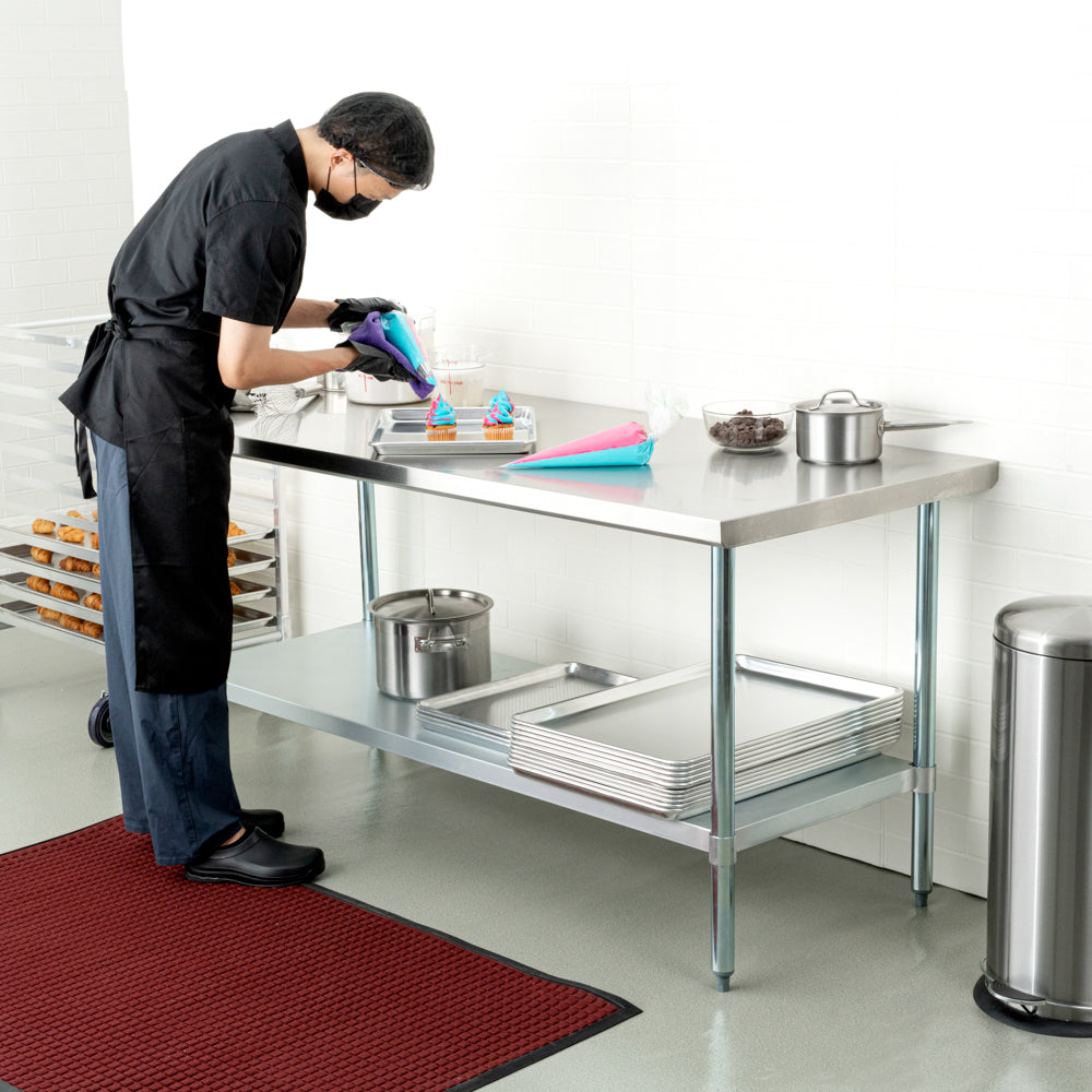 Kitchen Tek 18-Gauge 304 Stainless Steel Commercial Work Table - Heavy Duty, Galvanized Legs, Undershelf - 30" x 72" - 1 count box