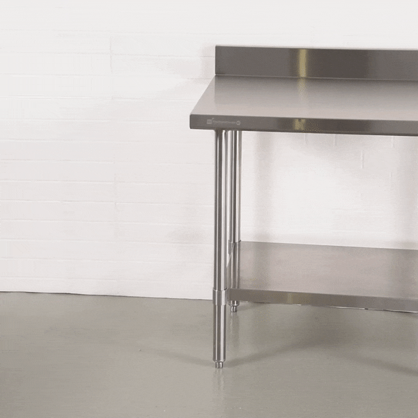 Kitchen Tek 16-Gauge 304 Stainless Steel Commercial Work Table - Medium Duty, 4" Backsplash, Undershelf - 24" x 36" - 1 count box
