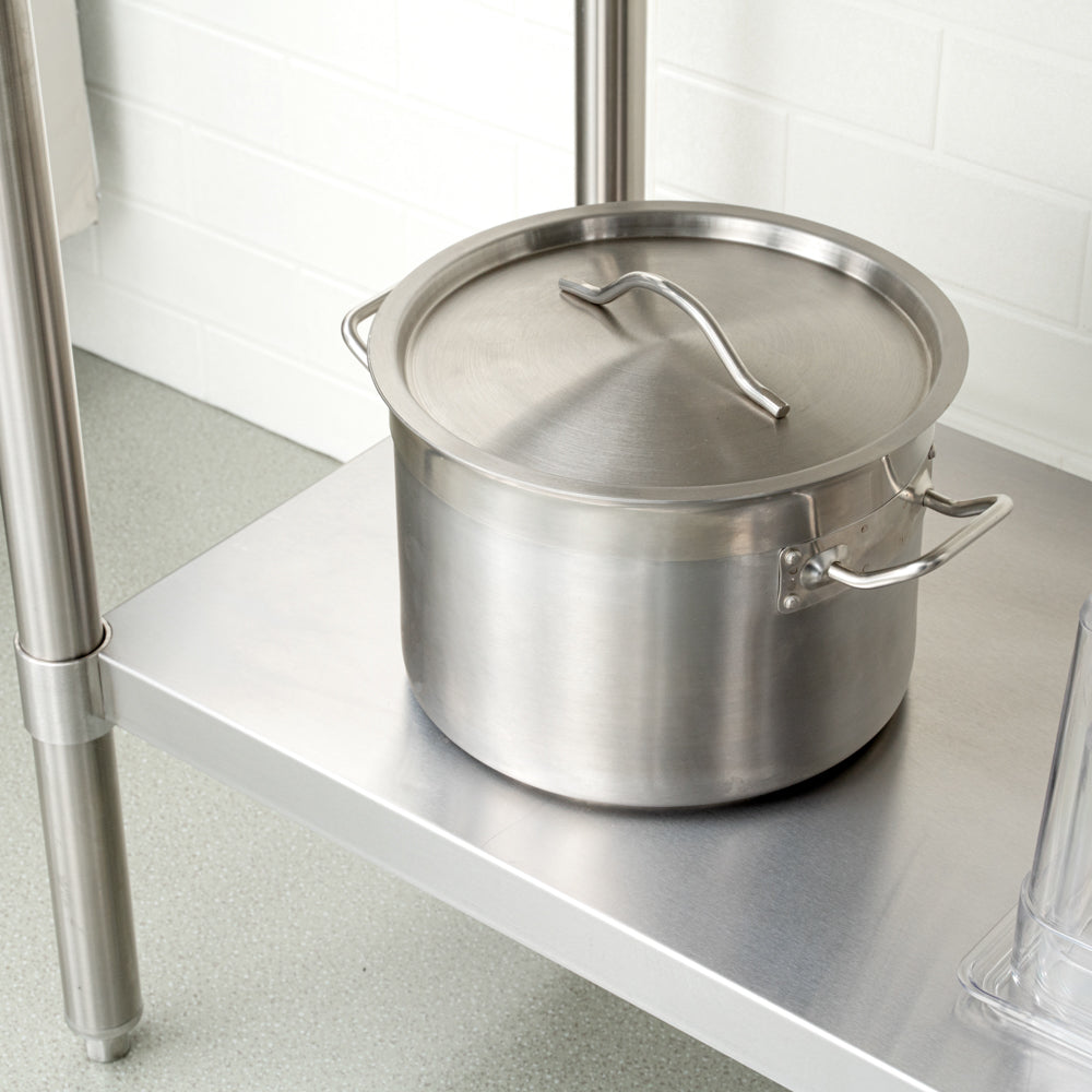 Kitchen Tek 16-Gauge 304 Stainless Steel Commercial Work Table - Medium Duty, 4" Backsplash, Undershelf - 24" x 36" - 1 count box