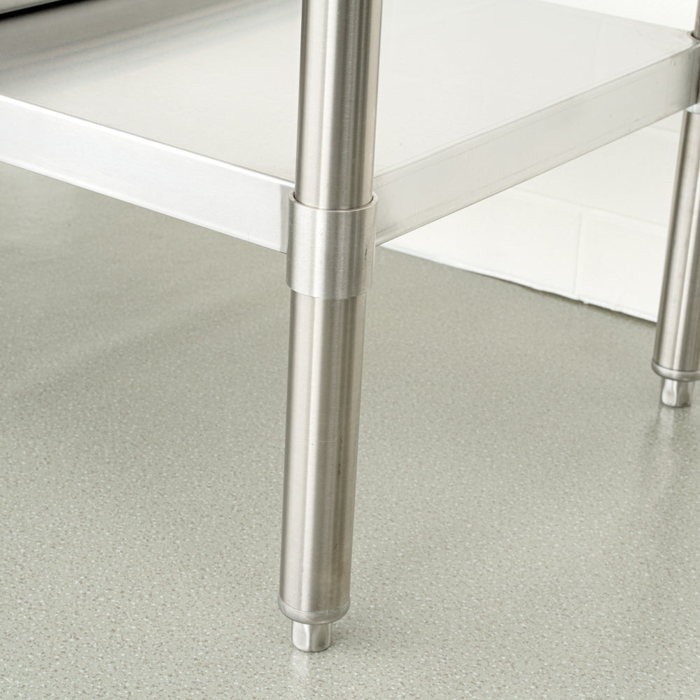 Kitchen Tek 16-Gauge 304 Stainless Steel Commercial Work Table - Medium Duty, 4" Backsplash, Undershelf - 24" x 48" - 1 count box