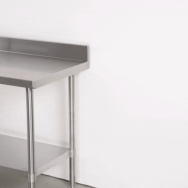 Kitchen Tek 16-Gauge 304 Stainless Steel Commercial Work Table - Medium Duty, 4" Backsplash, Undershelf - 24" x 60" - 1 count box