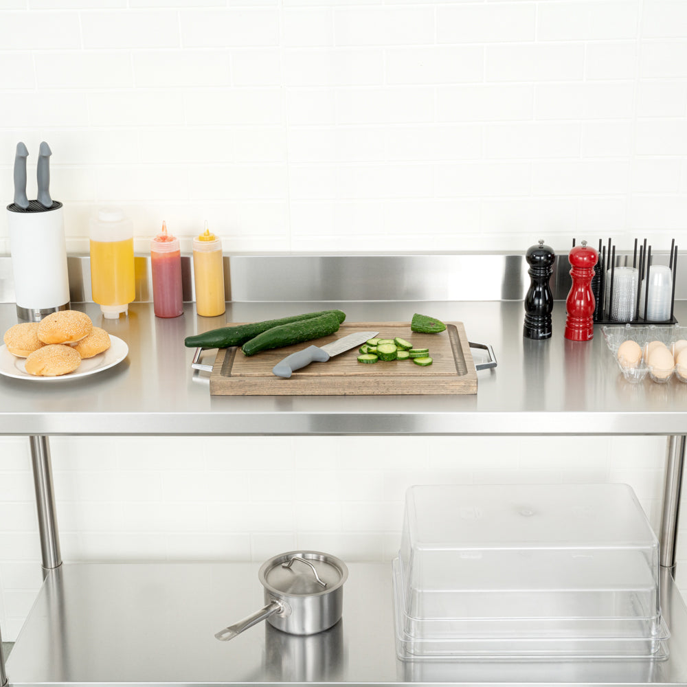 Kitchen Tek 16-Gauge 304 Stainless Steel Commercial Work Table - Medium Duty, 4" Backsplash, Undershelf - 24" x 60" - 1 count box