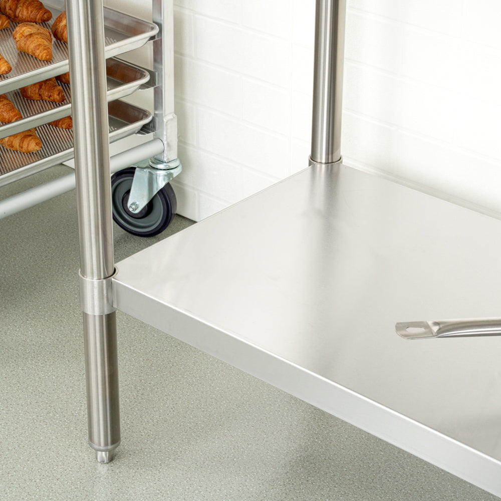 Kitchen Tek 16-Gauge 304 Stainless Steel Commercial Work Table - Medium Duty, 4" Backsplash, Undershelf - 24" x 60" - 1 count box