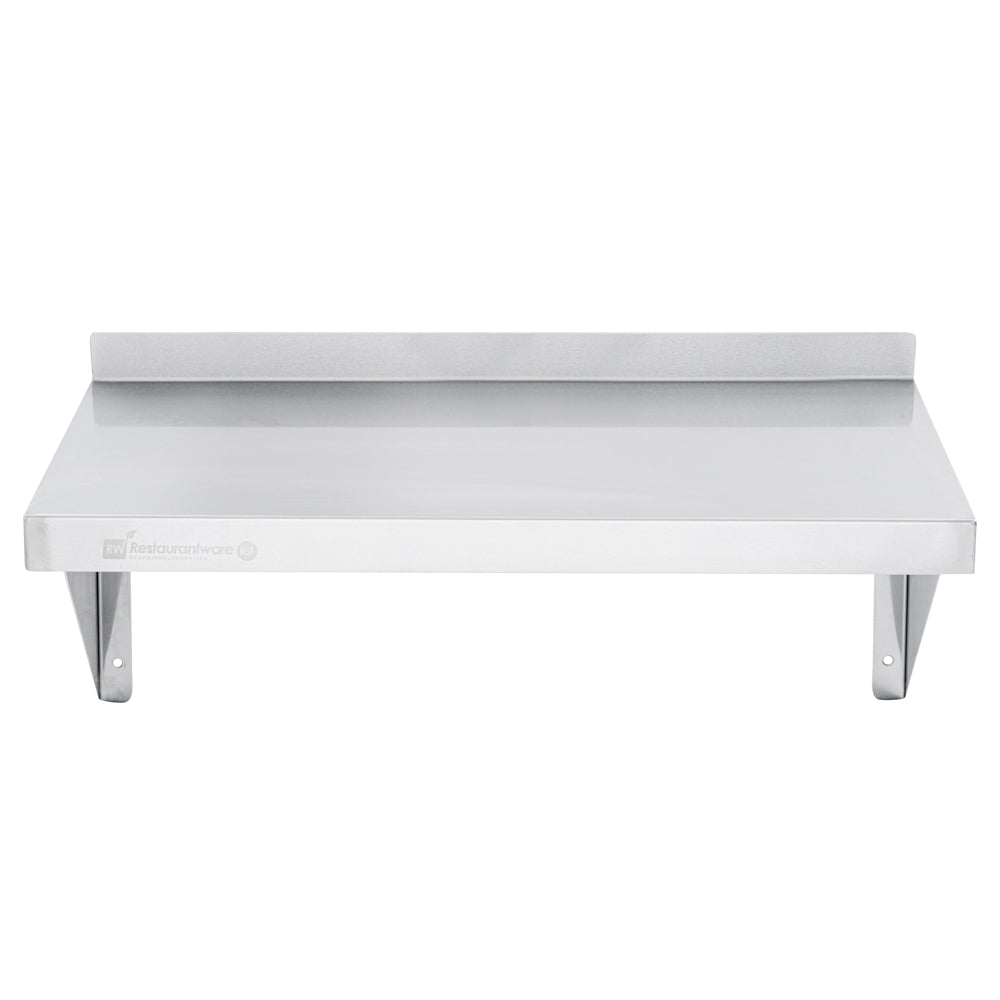 Kitchen Tek 18-Gauge 430 Stainless Steel Solid Wall Shelf - Heavy Duty - 12" x 24" - 1 count box
