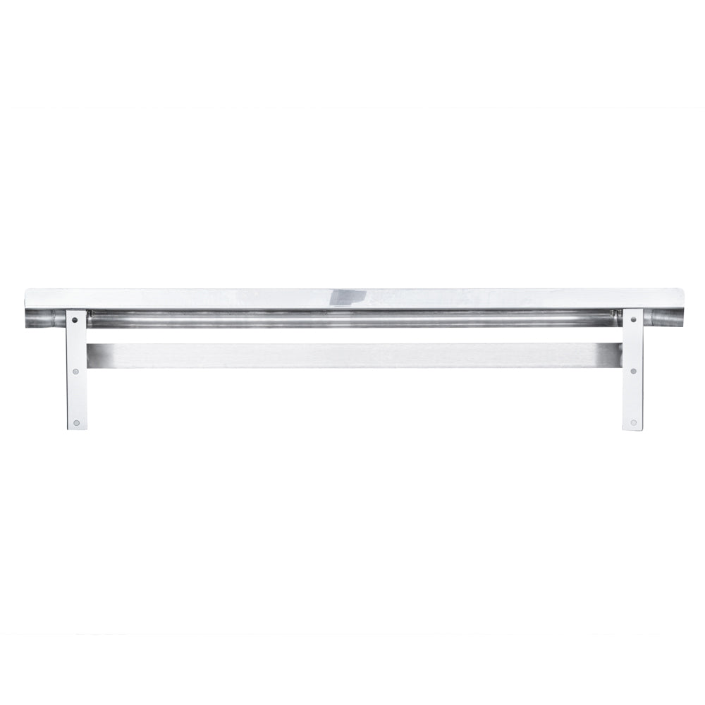 Kitchen Tek 430 Stainless Steel Wall Mounted Pot Rack - with Shelf, 4 Galvanized Hooks - 12" x 48" - 1 count box