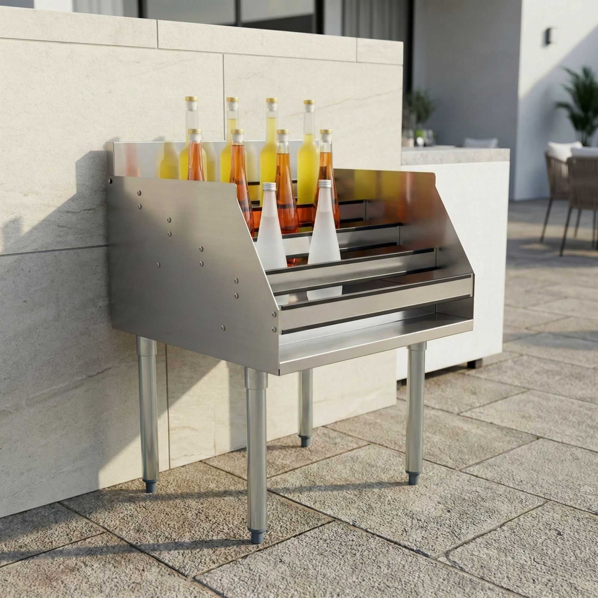 Kitchen Tek 304 Stainless Steel Liquor Display Rack - 5 Tiers, 24" - 1 count box