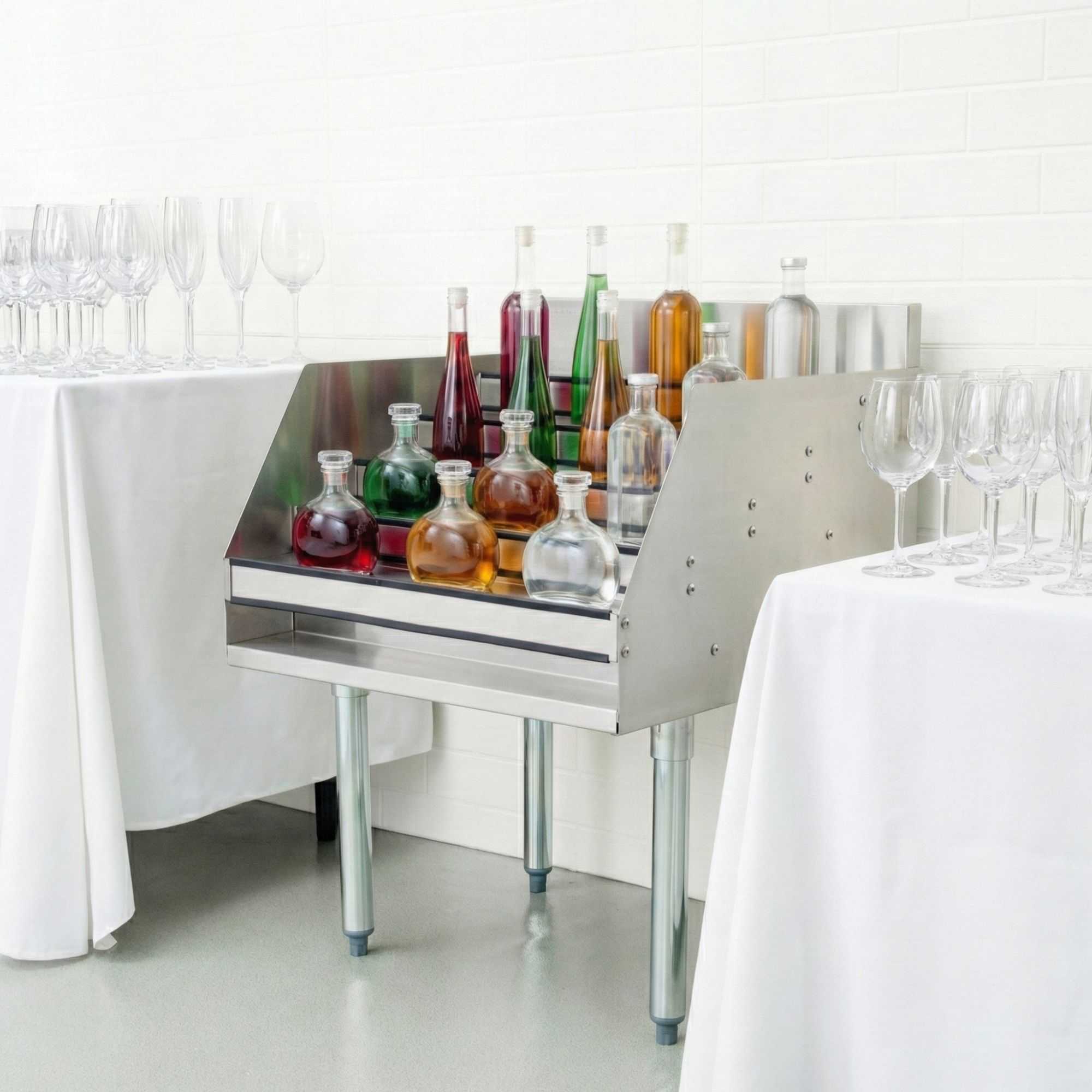 Kitchen Tek 304 Stainless Steel Liquor Display Rack - 5 Tiers, 24" - 1 count box