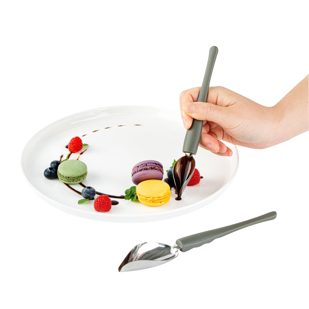 Comfy Grip Stainless Steel Drawing / Decorating 2-Piece Spoon Set - 7 3/4" x 1 1/2" x 1 1/2" - 1 count box