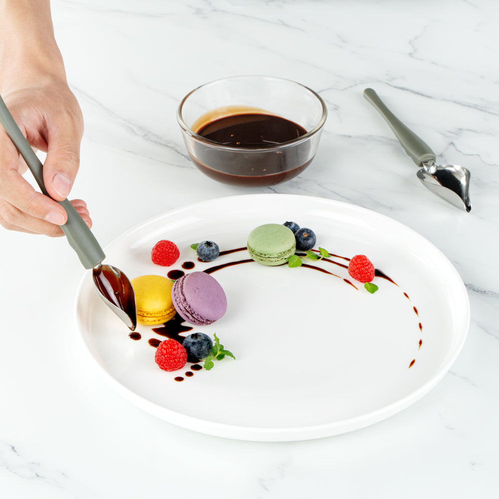 Comfy Grip Stainless Steel Drawing / Decorating 2-Piece Spoon Set - 7 3/4" x 1 1/2" x 1 1/2" - 1 count box