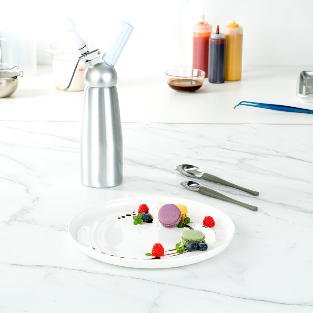Comfy Grip Stainless Steel Drawing / Decorating 2-Piece Spoon Set - 7 3/4" x 1 1/2" x 1 1/2" - 1 count box