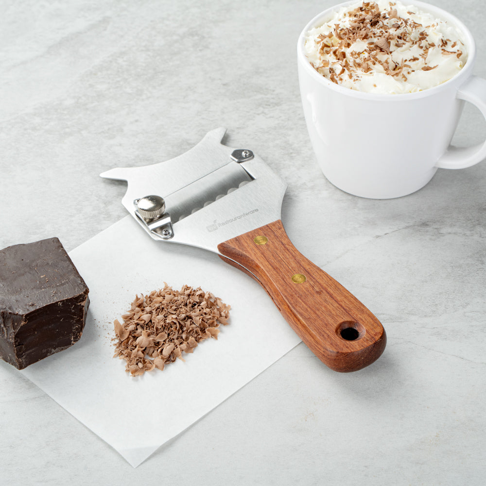 Met Lux Stainless Steel Truffle Slicer / Chocolate Shaver - with Wooden Handle - 7 1/2" x 3 1/4" - 1 count box
