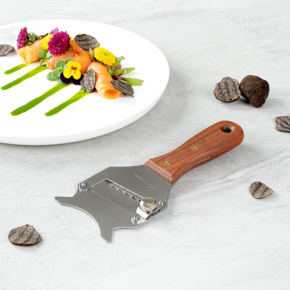 Met Lux Stainless Steel Truffle Slicer / Chocolate Shaver - with Wooden Handle - 7 1/2" x 3 1/4" - 1 count box