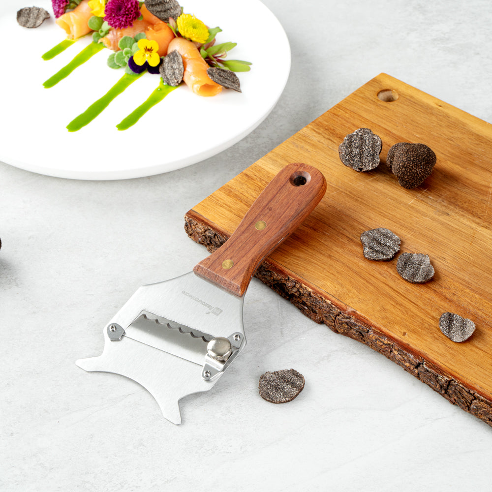 Met Lux Stainless Steel Truffle Slicer / Chocolate Shaver - with Wooden Handle - 7 1/2" x 3 1/4" - 1 count box