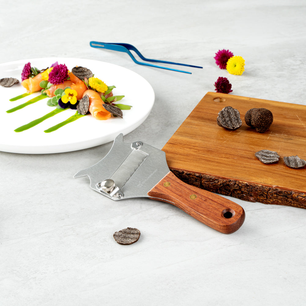 Met Lux Stainless Steel Truffle Slicer / Chocolate Shaver - with Wooden Handle - 7 1/2" x 3 1/4" - 1 count box