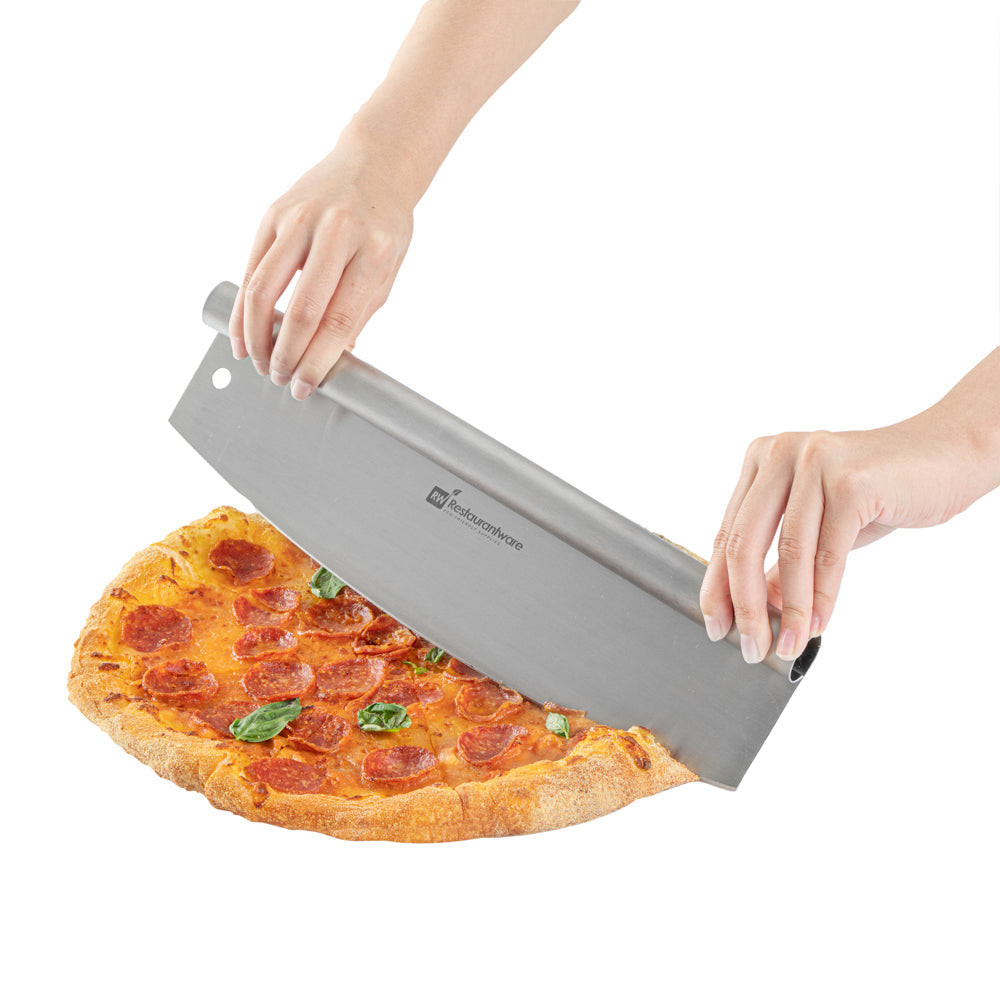 Met Lux Stainless Steel Pizza Cutter / Rocker - with Cover - 13 3/4" x 3 1/2" - 1 count box