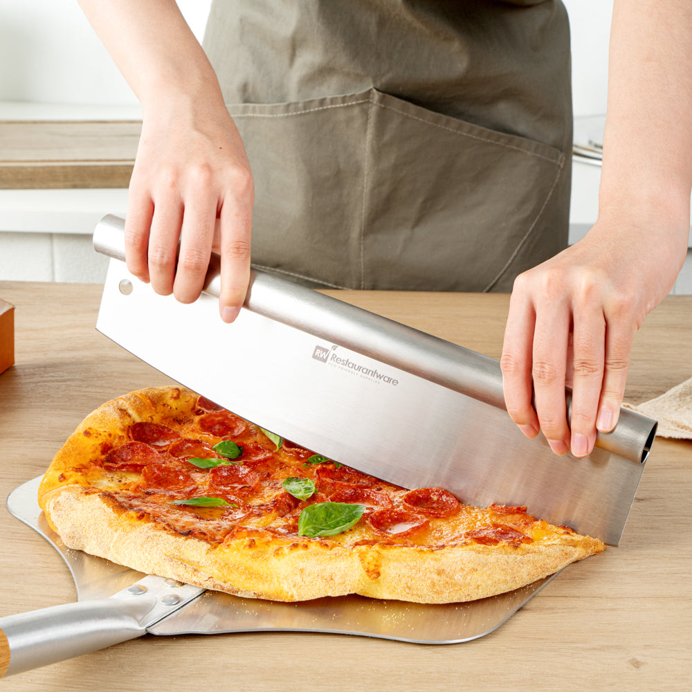 Met Lux Stainless Steel Pizza Cutter / Rocker - with Cover - 13 3/4" x 3 1/2" - 1 count box