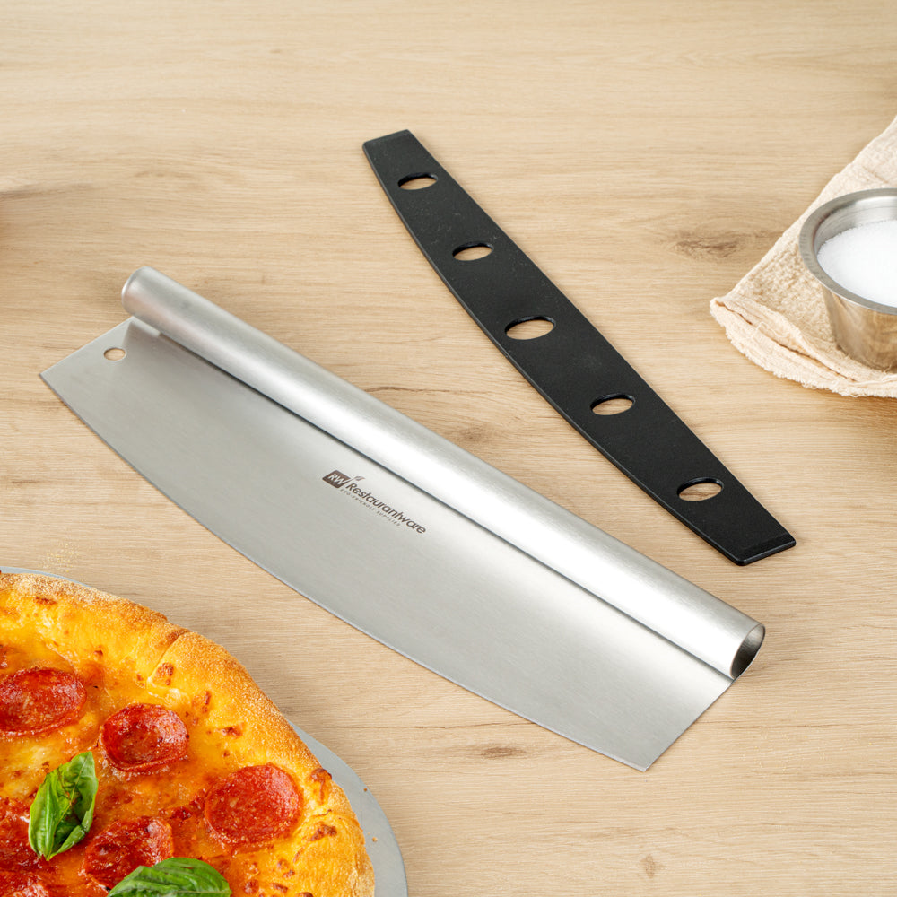 Met Lux Stainless Steel Pizza Cutter / Rocker - with Cover - 13 3/4" x 3 1/2" - 1 count box