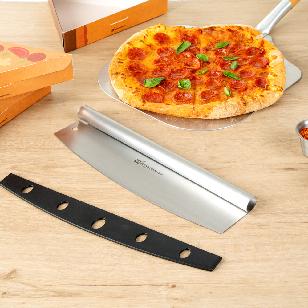 Met Lux Stainless Steel Pizza Cutter / Rocker - with Cover - 13 3/4" x 3 1/2" - 1 count box
