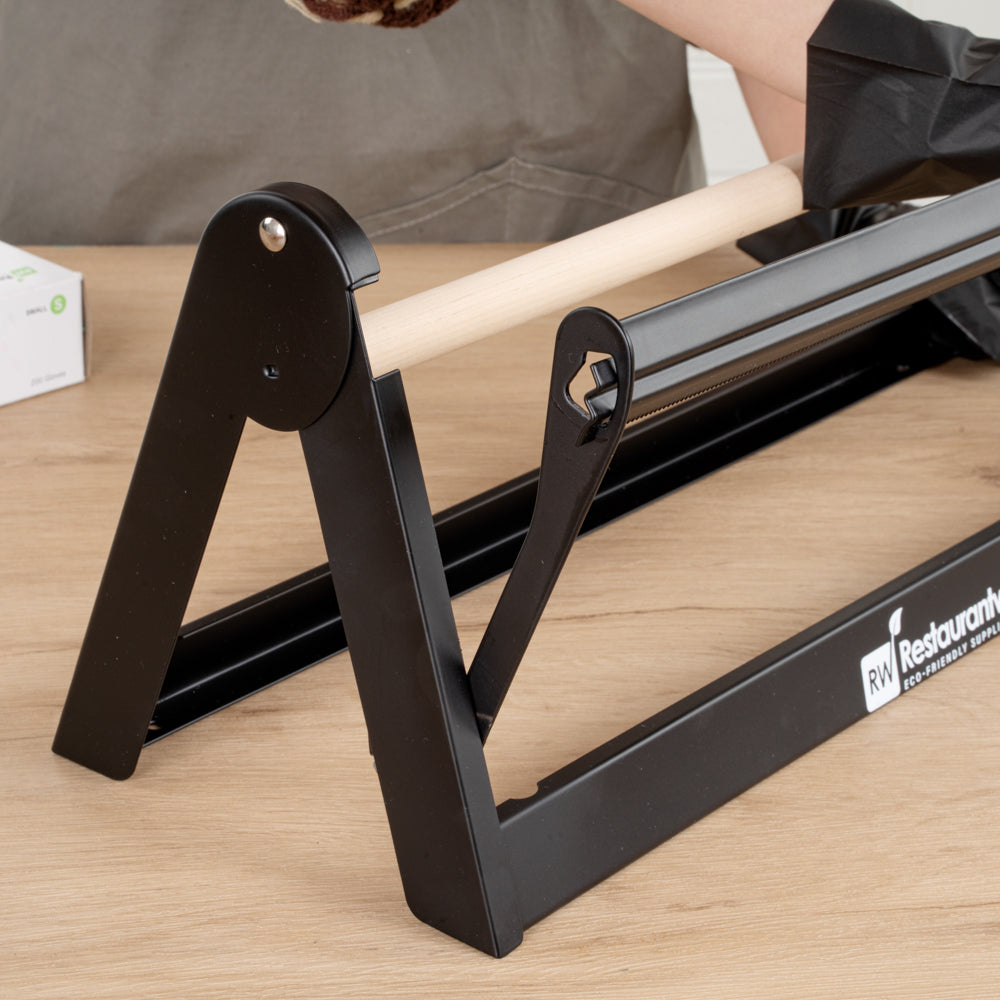Chef 101 Black Steel Paper Cutter / Dispenser - with Serrated Blade, Fits 18" Roll - 1 count box