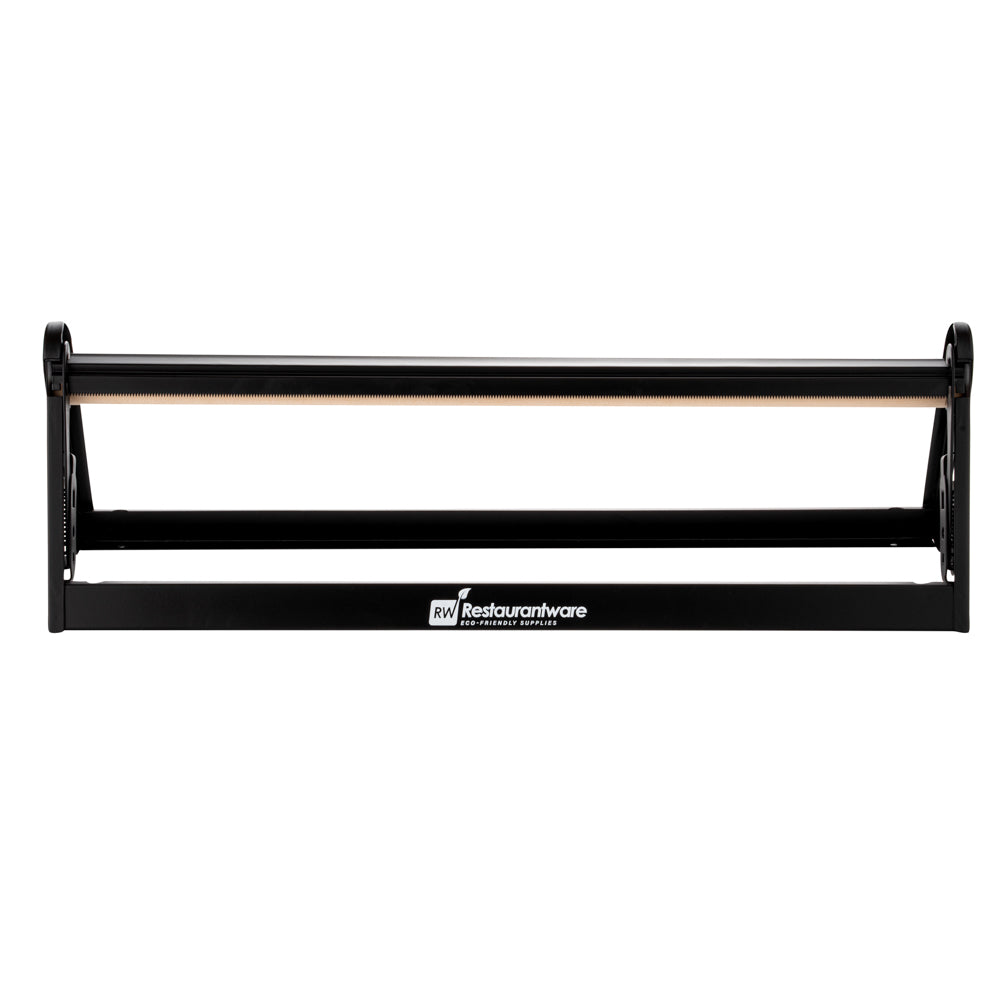 Chef 101 Black Steel Paper Cutter / Dispenser - with Serrated Blade, Fits 24" Roll - 1 count box
