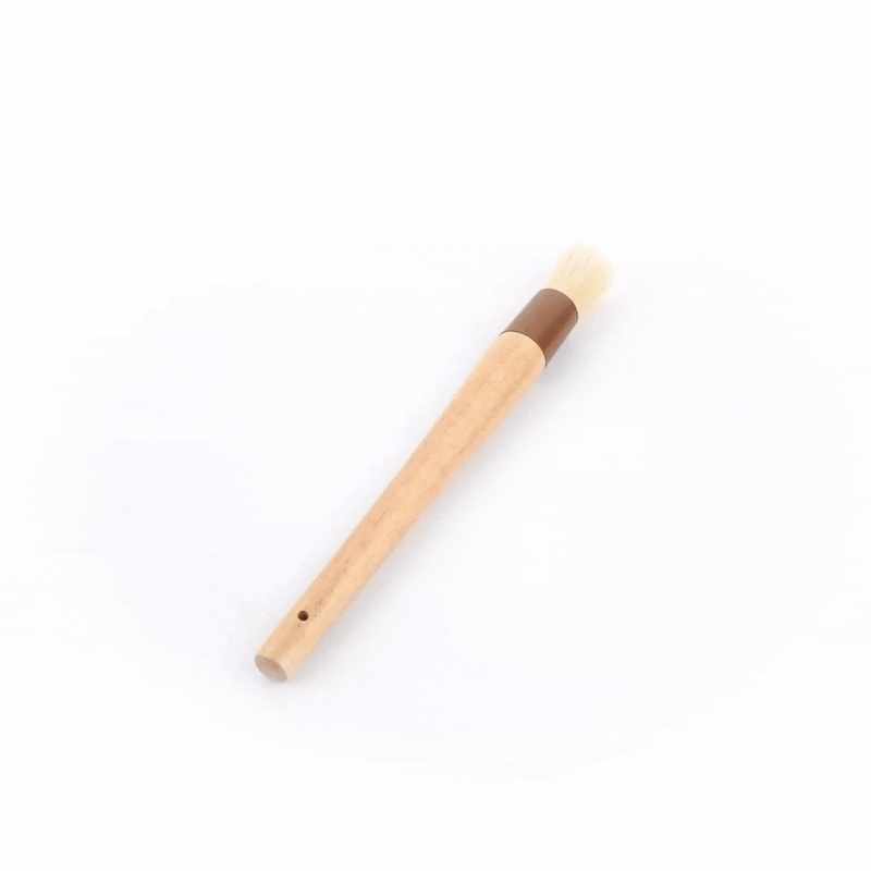 Pastry Tek Natural Wood 1" Wide Round Pastry / Basting Brush - with Boar Bristles - 12" - 1 count box