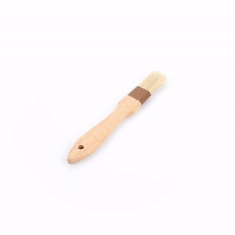 Pastry Tek Natural Wood Pastry / Basting Brush 4-Piece Set - with Boar Bristles - 1 count box