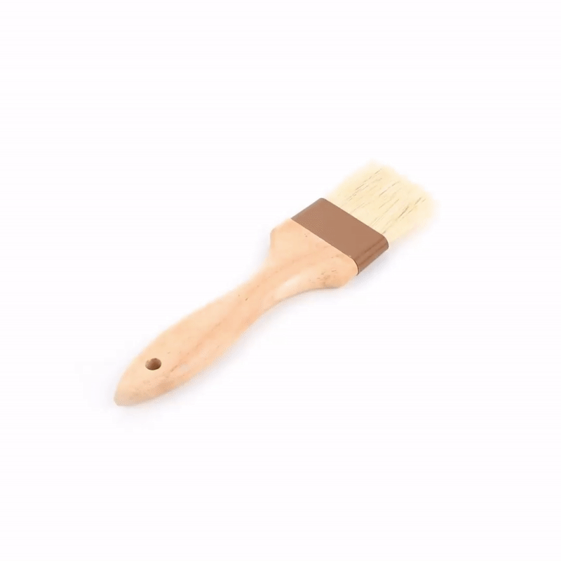 Pastry Tek Natural Wood Pastry / Basting Brush 4-Piece Set - with Boar Bristles - 1 count box