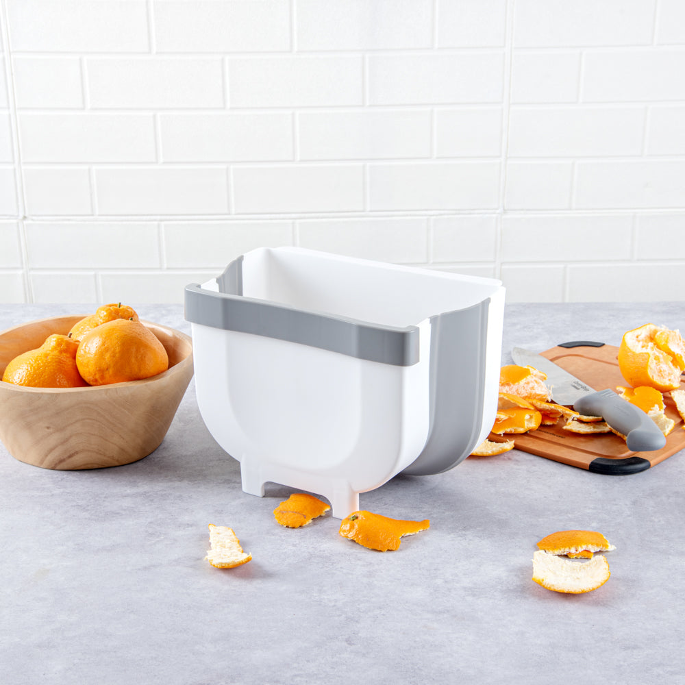 Chef 101 Gray Collapsible Mini Trash Can - 10" x 7 1/4" x 7 1/4" - 1 count box