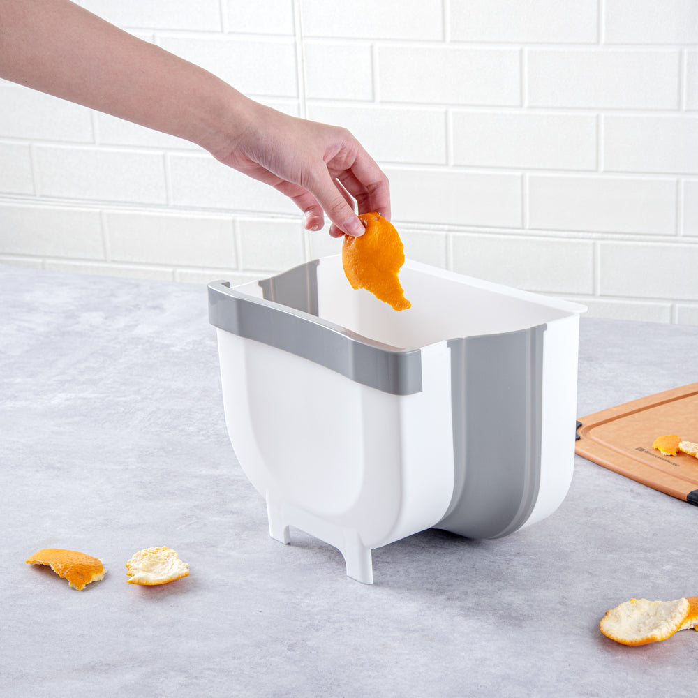 Chef 101 Gray Collapsible Mini Trash Can - 10" x 7 1/4" x 7 1/4" - 1 count box