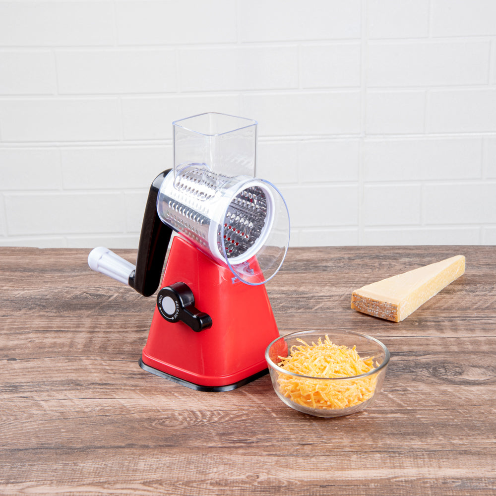 Met Lux Red Rotary Cheese / Vegetable Grater - with 3 Blades - 1 count box