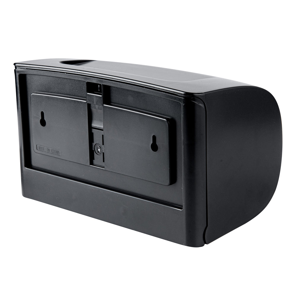 Clean Tek Professional Black Plastic Standard Toilet Paper Dispenser - Double Roll - 10 1/2" x 6 1/4" x 6 1/4" - 1 count box