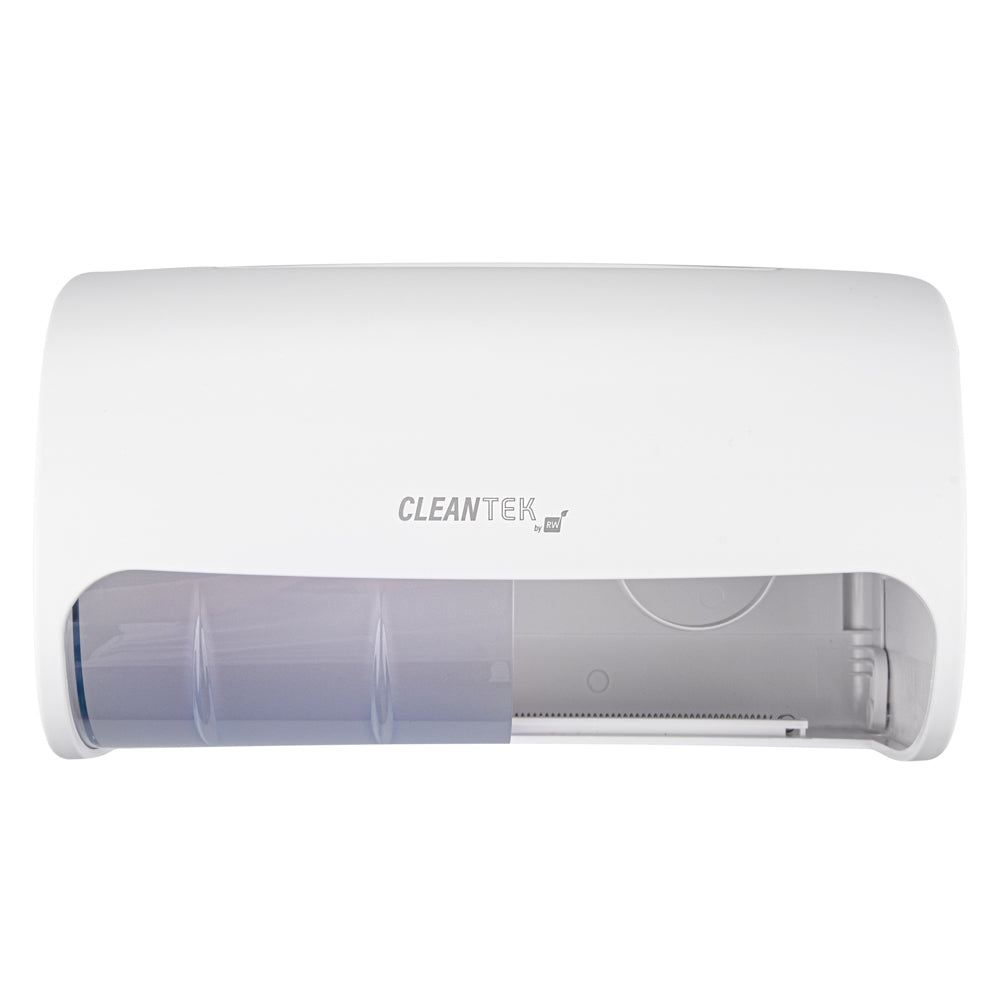 Clean Tek Professional White Plastic Standard Toilet Paper Dispenser - Double Roll - 10 1/2" x 6 1/4" x 6 1/4" - 1 count box